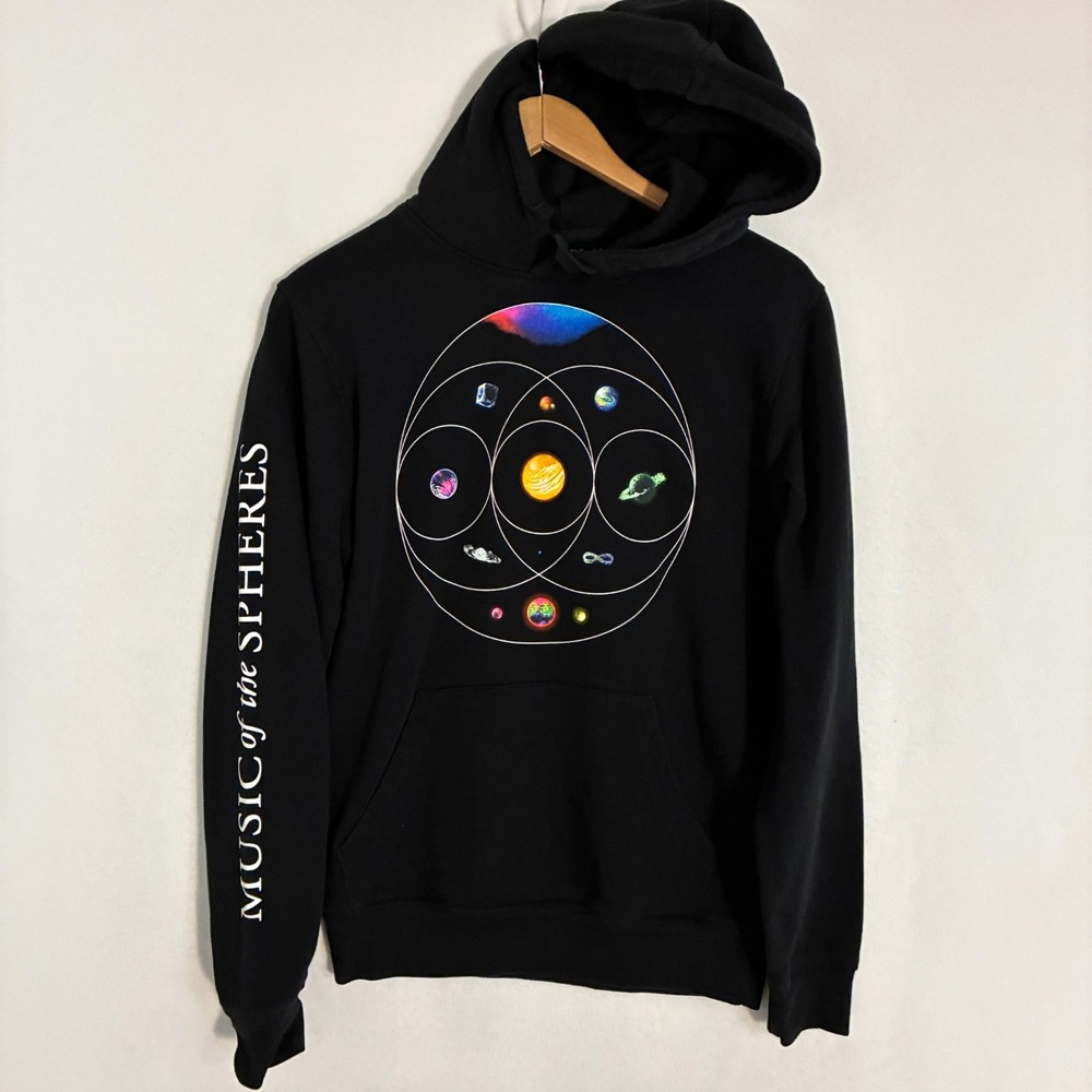 Coldplay Music Of The Spheres Hoodie Mens Size S Planetary Graphic Tour Pullover
